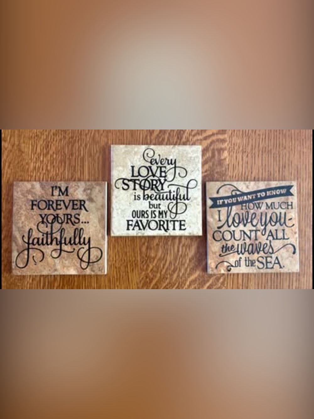 Ceramic Tile w/Vinyl Lettering - Set of 3